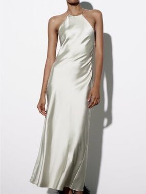 NWOT ZARA Satin Halter Slip Dress